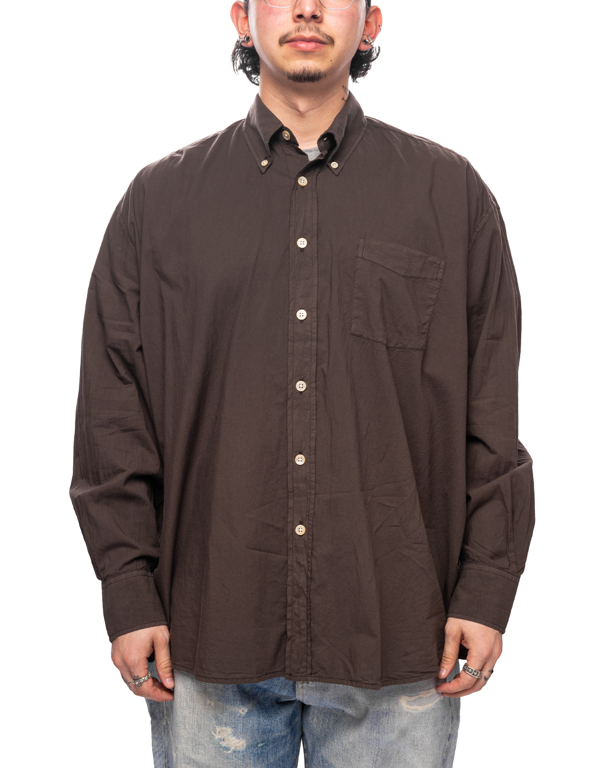 Our Legacy Borrowed BD Shirt Faded Brown Cotton Voile 52