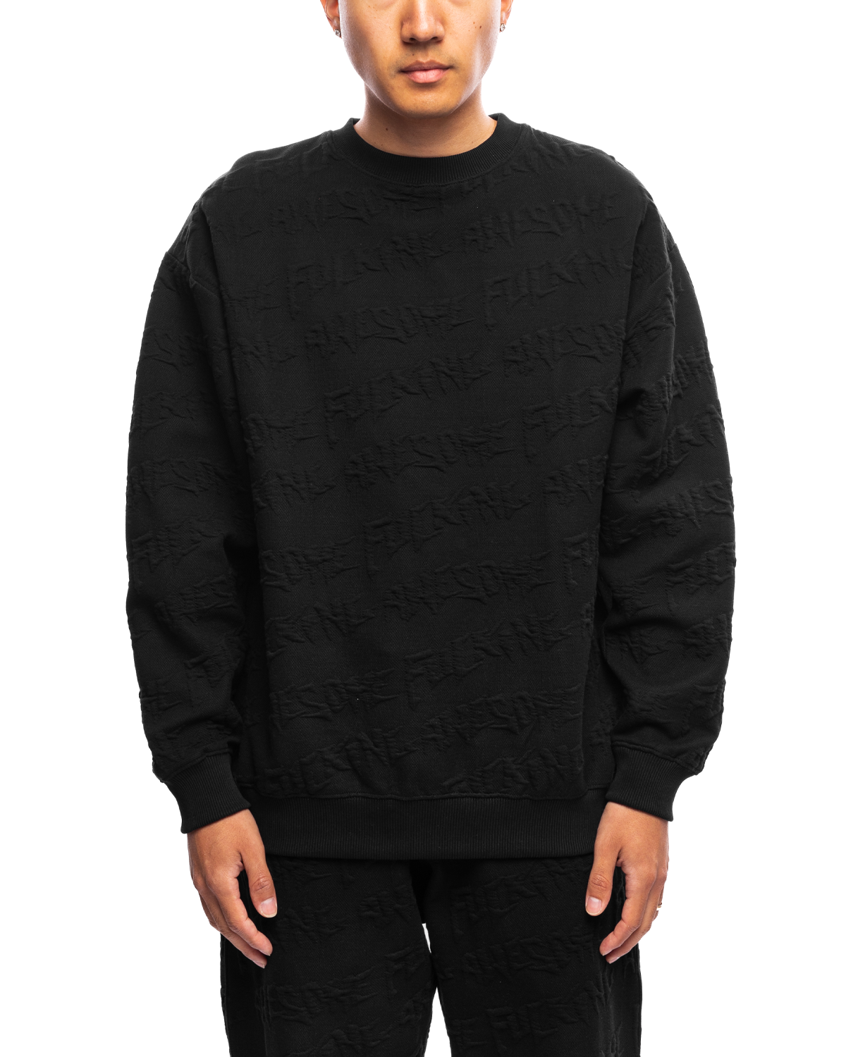Fucking Awesome Jacquard Logo Crewneck Sweater Black XXL
