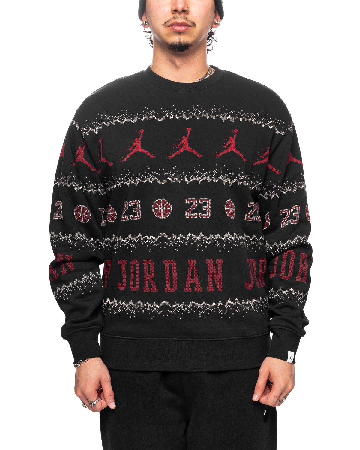 Jordan Essentials Holiday Festive Fleece Crewneck Sweatshirt Black