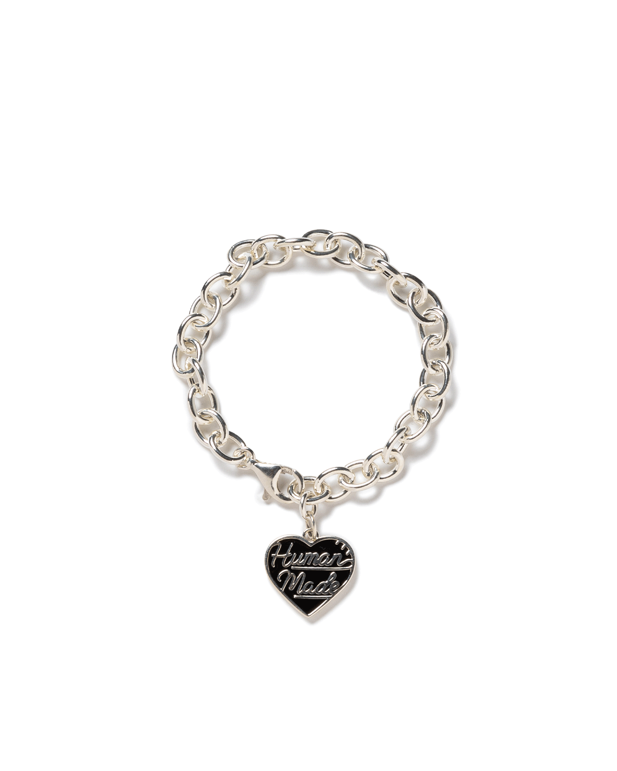 Heart Silver Bracelet Black