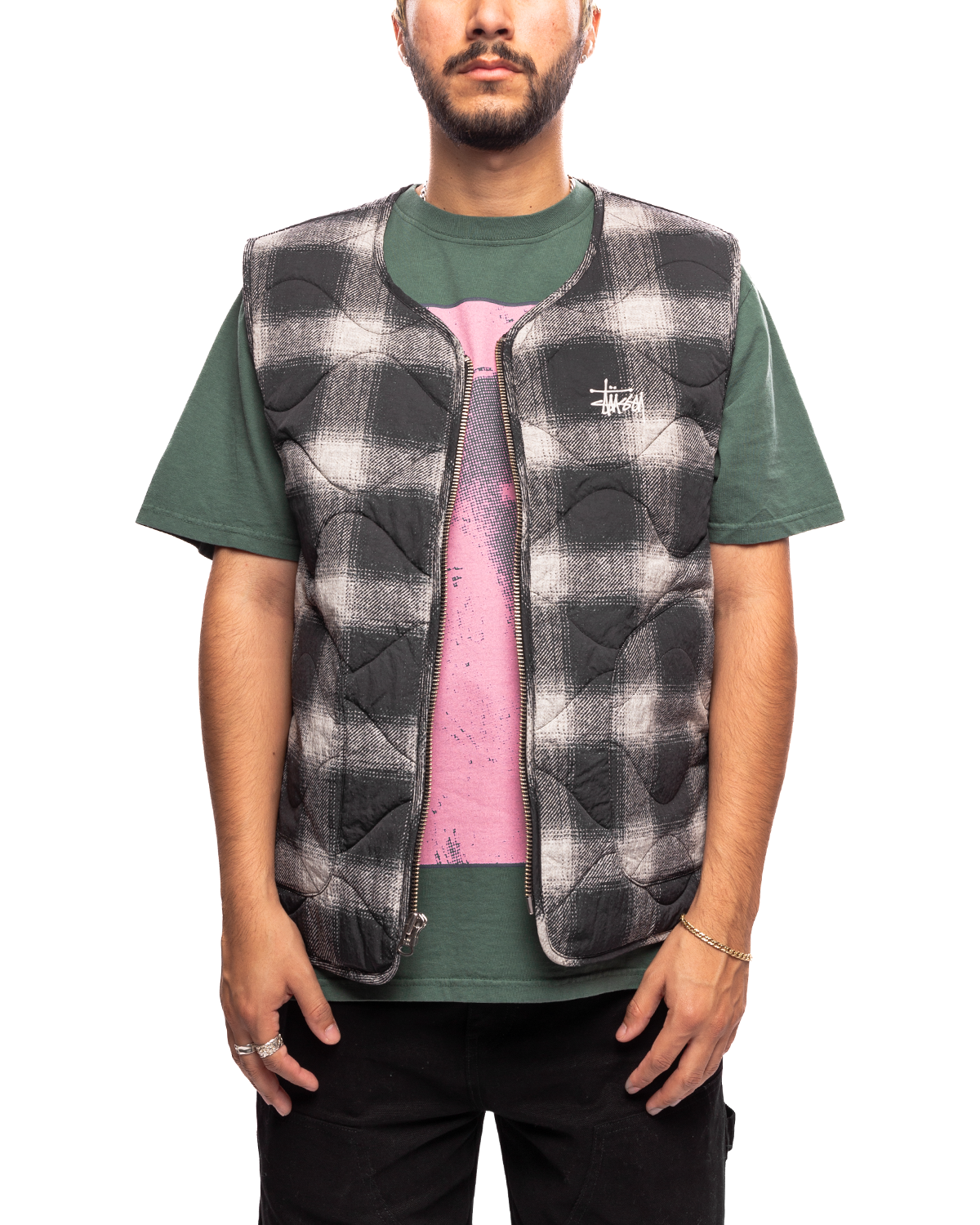 Stussy Plaid Nylon Liner Vest Black – LIKELIHOOD