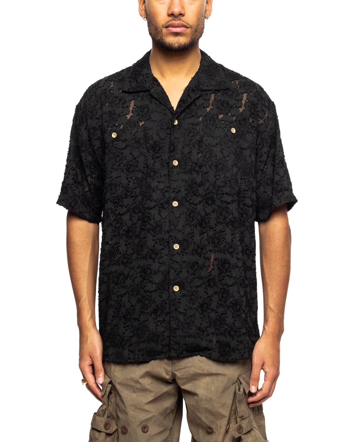 Bali Sheer Open Collar Shirt Black – LIKELIHOOD