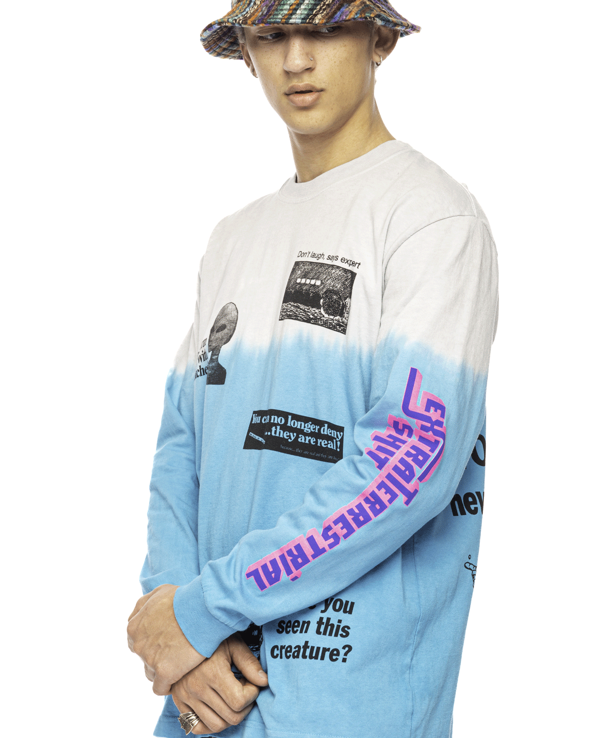 Extraterrestrial Shit L/S Tee Grey/Blue Tie Dye