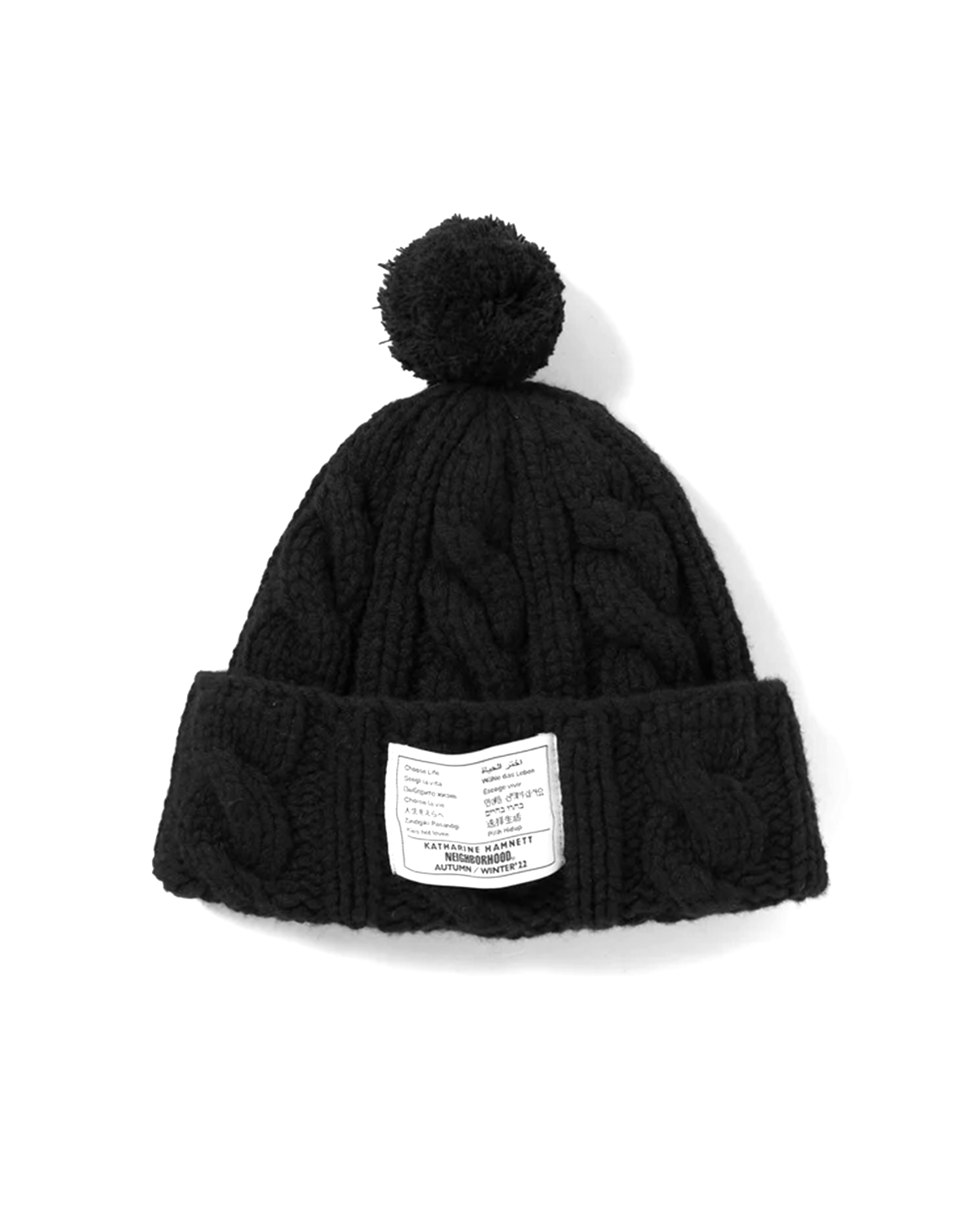 Katharine Hamnett . CABLE KNIT CAP . AC Black – LIKELIHOOD