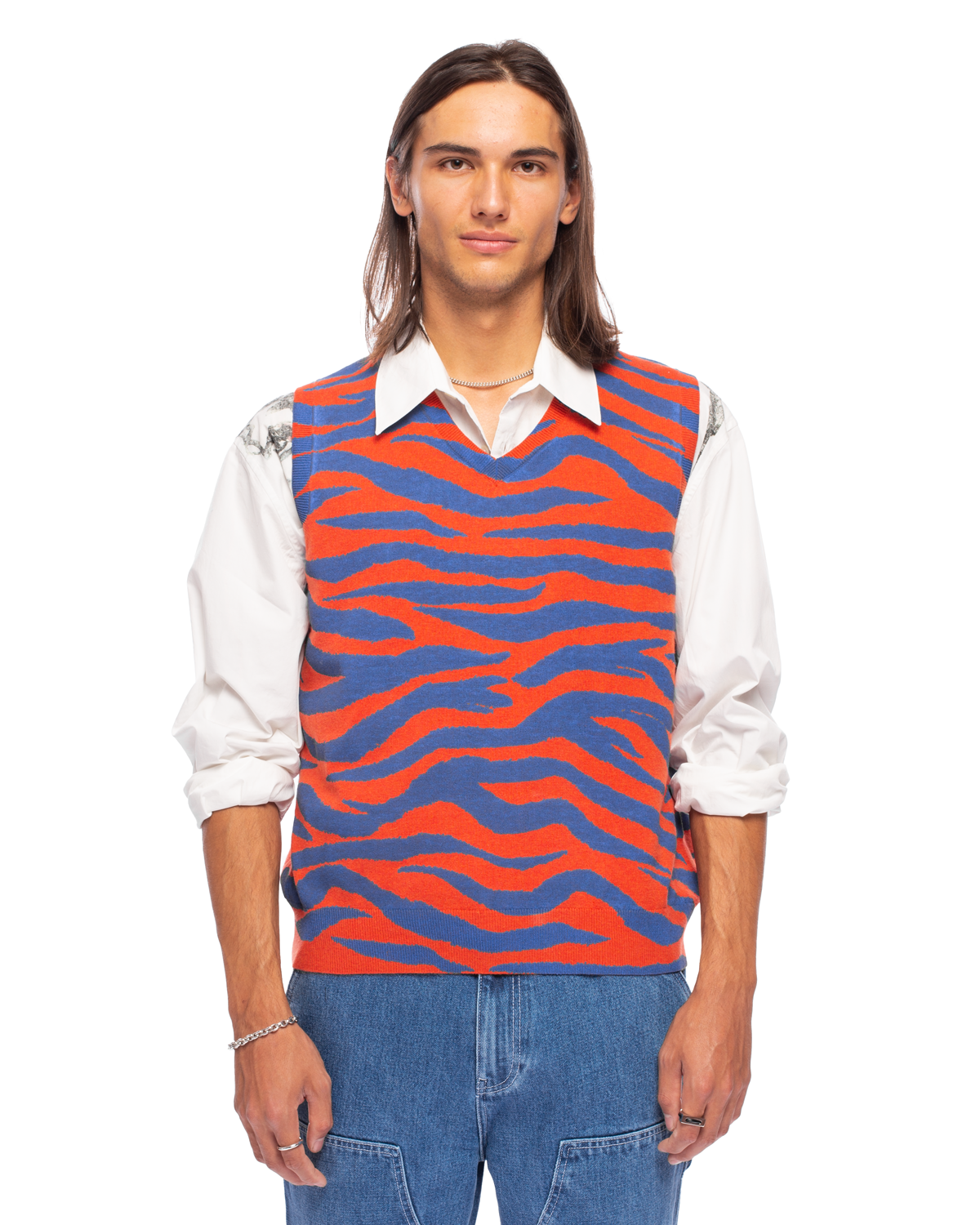 Tiger Printed Sweater Vest Red - Likelihood – LIKELIHOOD