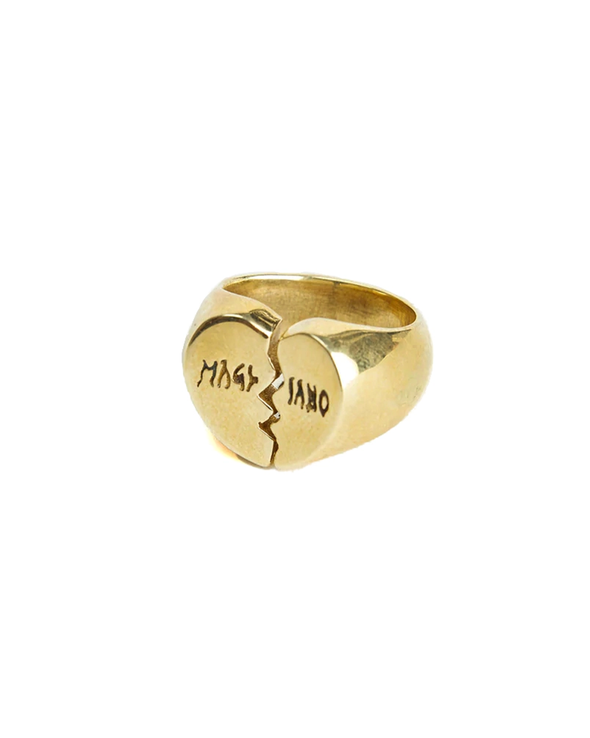 Golden Broken Heart Ring Polished Brass – LIKELIHOOD