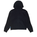 Textured Zip Hooded Sweater Black