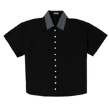 Double Collar Short Sleeve Shirt Black