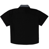 Double Collar Short Sleeve Shirt Black