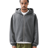 Boxy Zip-Up Hoodie Charcoal