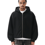 Boxy Zip-Up Hoodie Black