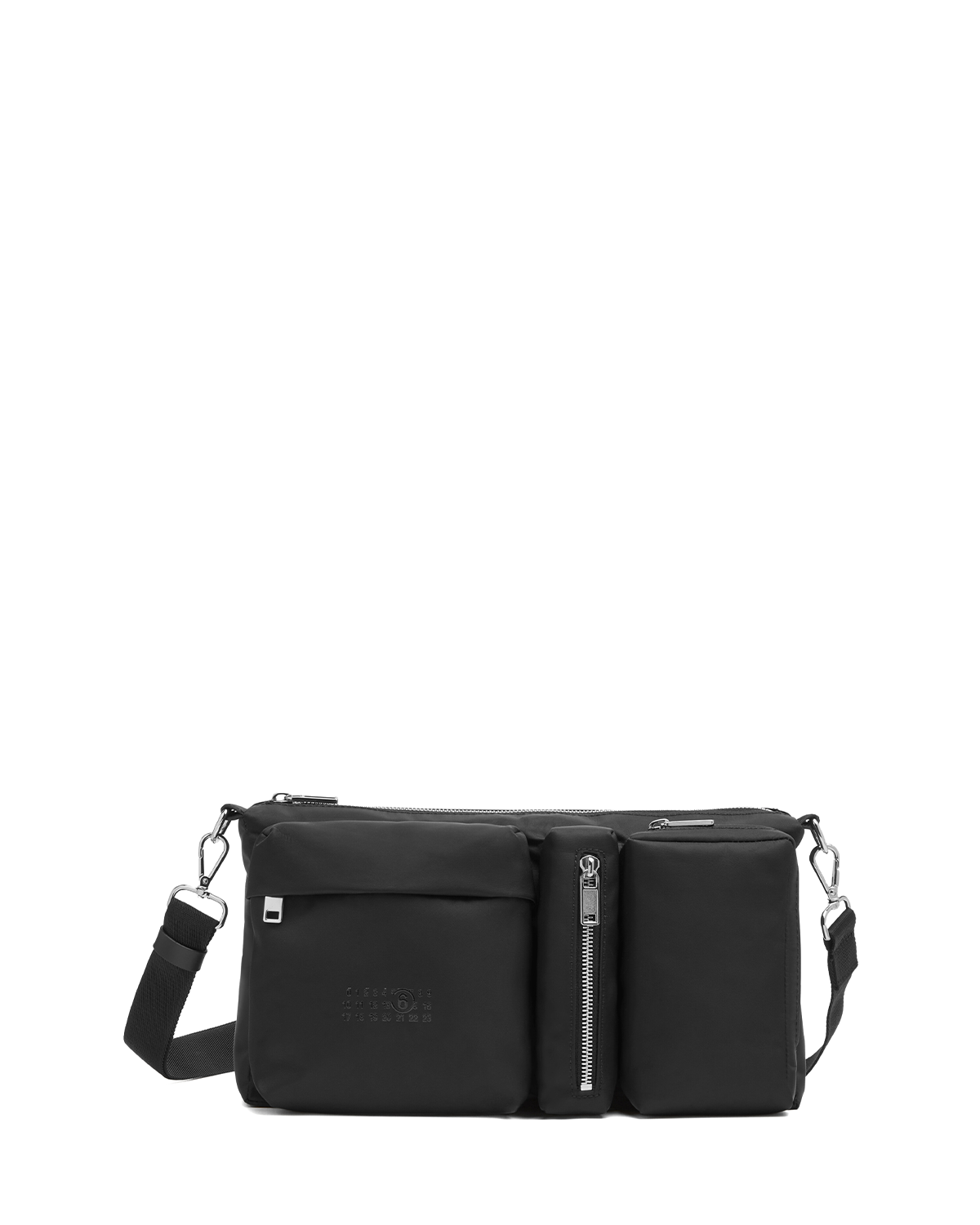 Three Pocket Crossbody Bag Black