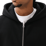 Boxy Zip-Up Hoodie Black