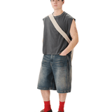 Muscle Cropped Tee Charcoal