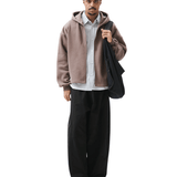 Boxy Zip-Up Hoodie Brown