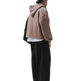 Boxy Zip-Up Hoodie Brown