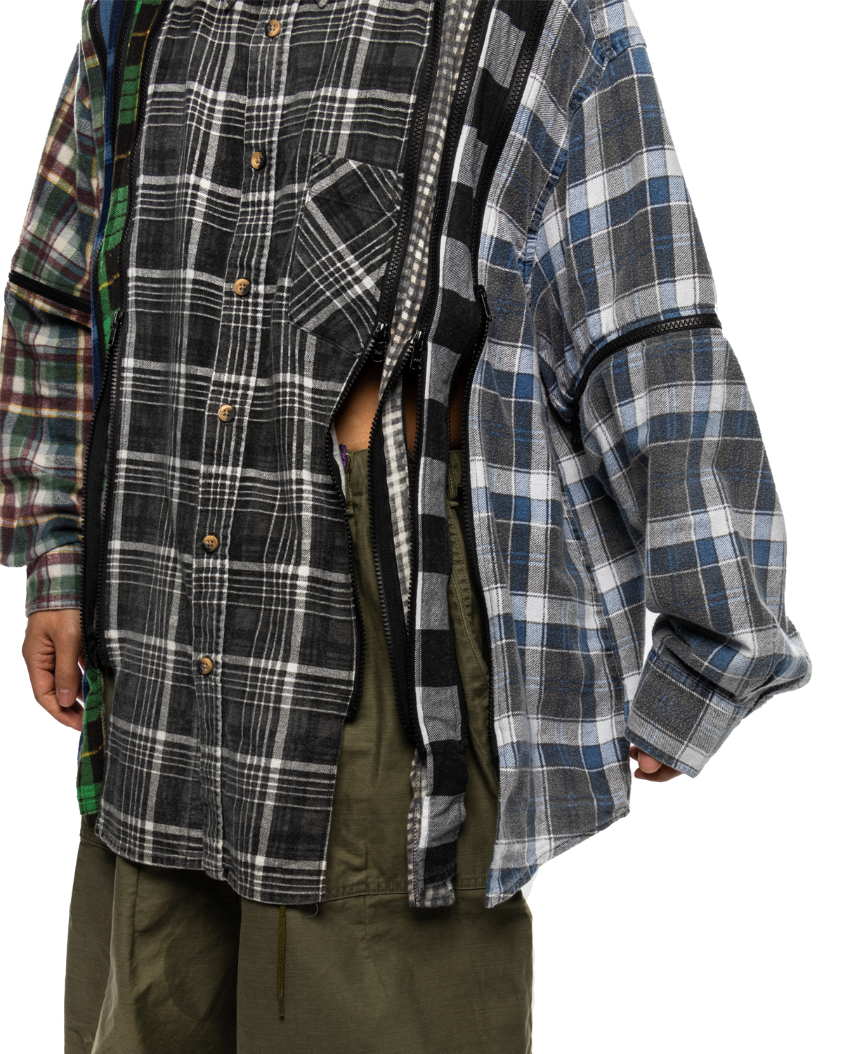 Flannel Shirt 7 Cut Zipped Wide Shirt