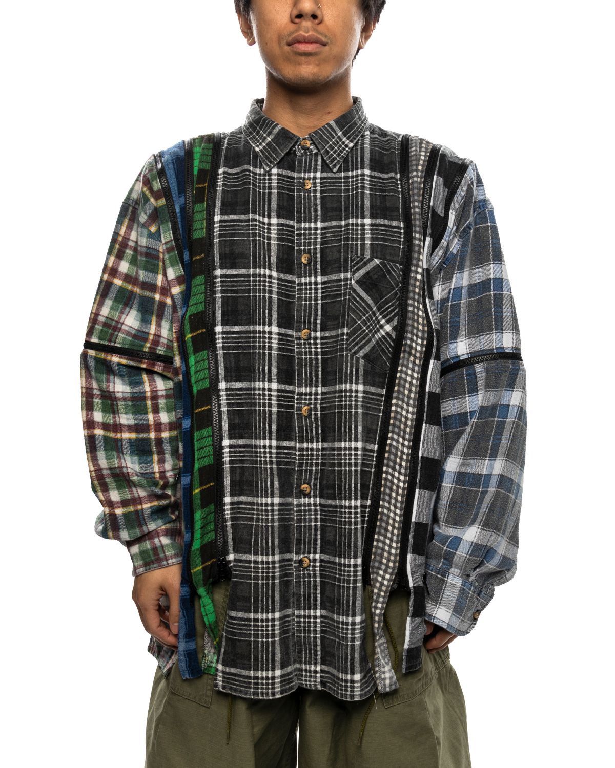 Flannel Shirt 7 Cut Zipped Wide Shirt