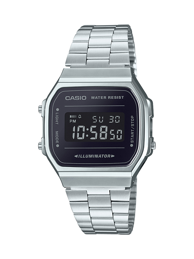 Vintage Silver and Black Digital Watch