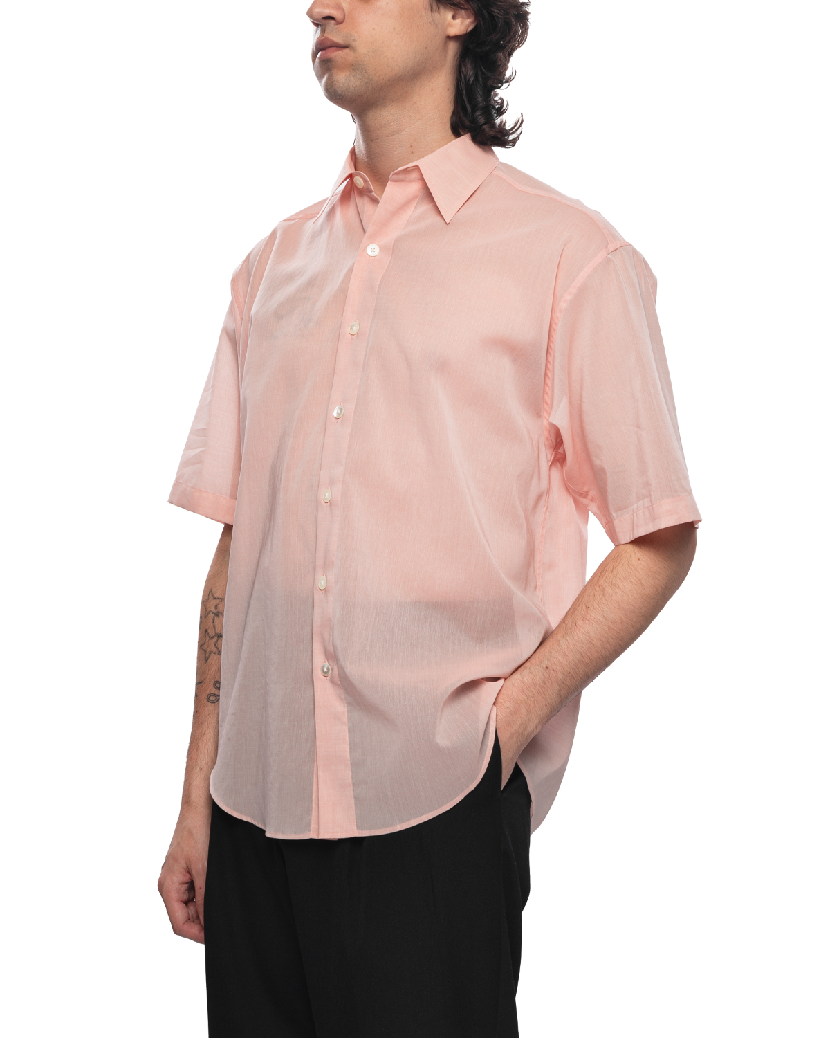 AURALEE FINX ORGANDY HALF SLEEVED SHIRT