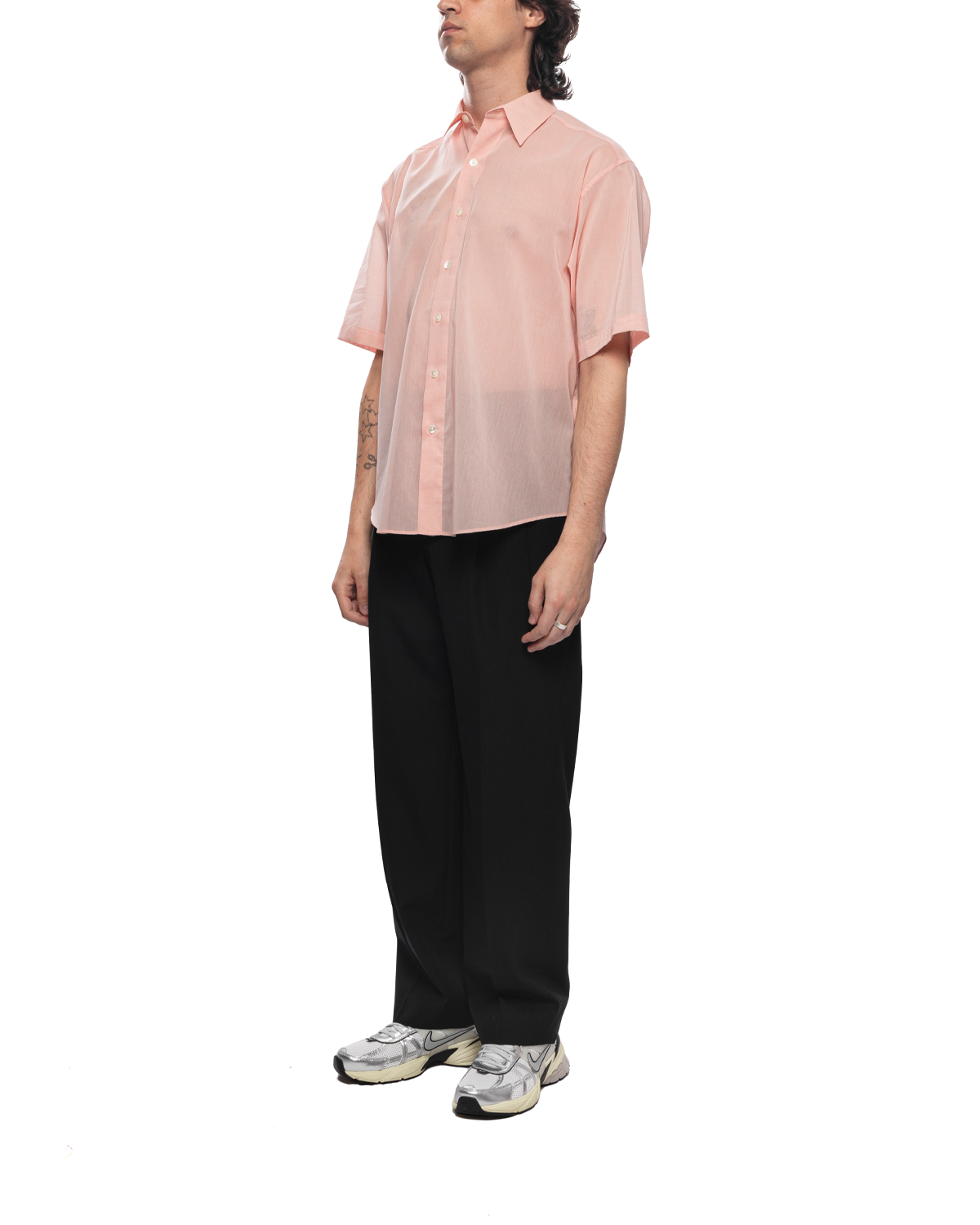 Hard Twist Finx Organdy Half Sleeved Shirt Light Pink Chambray
