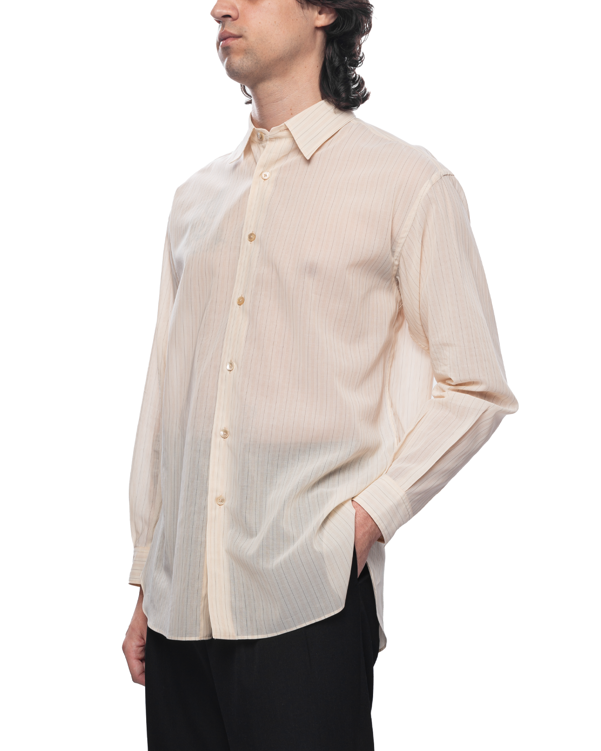 AURALEE エラ FINX SILK STRIPE CUBA SHIRTS ④ 売買された