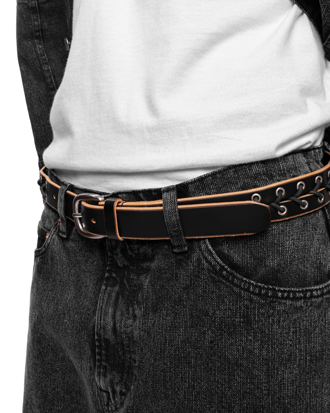 3 cm Corset Belt Black Leather