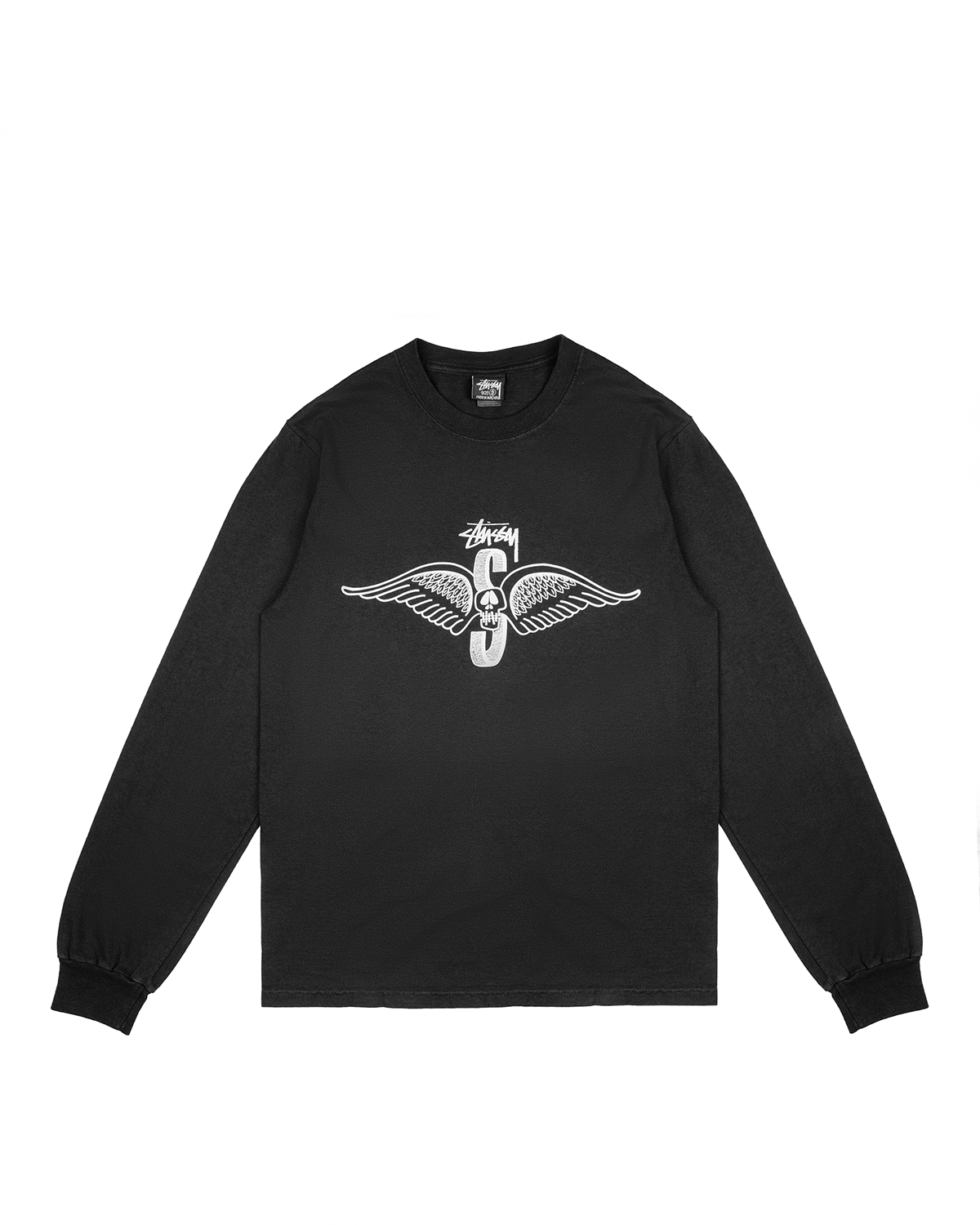 Skull Wings Pigment Dyed LS Tee Black