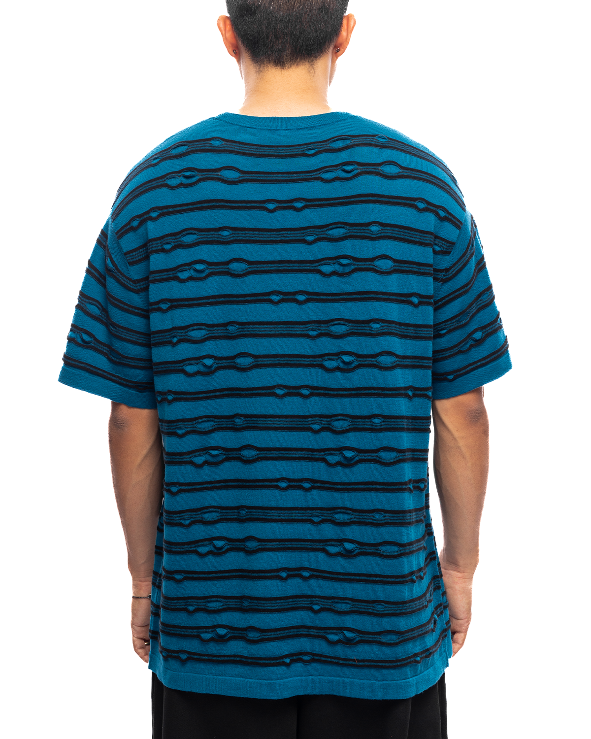 Puckered Striped T-shirt Teal