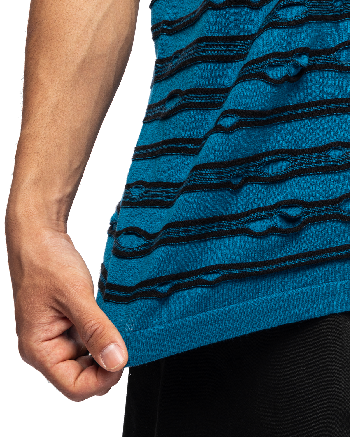 Puckered Striped T-shirt Teal