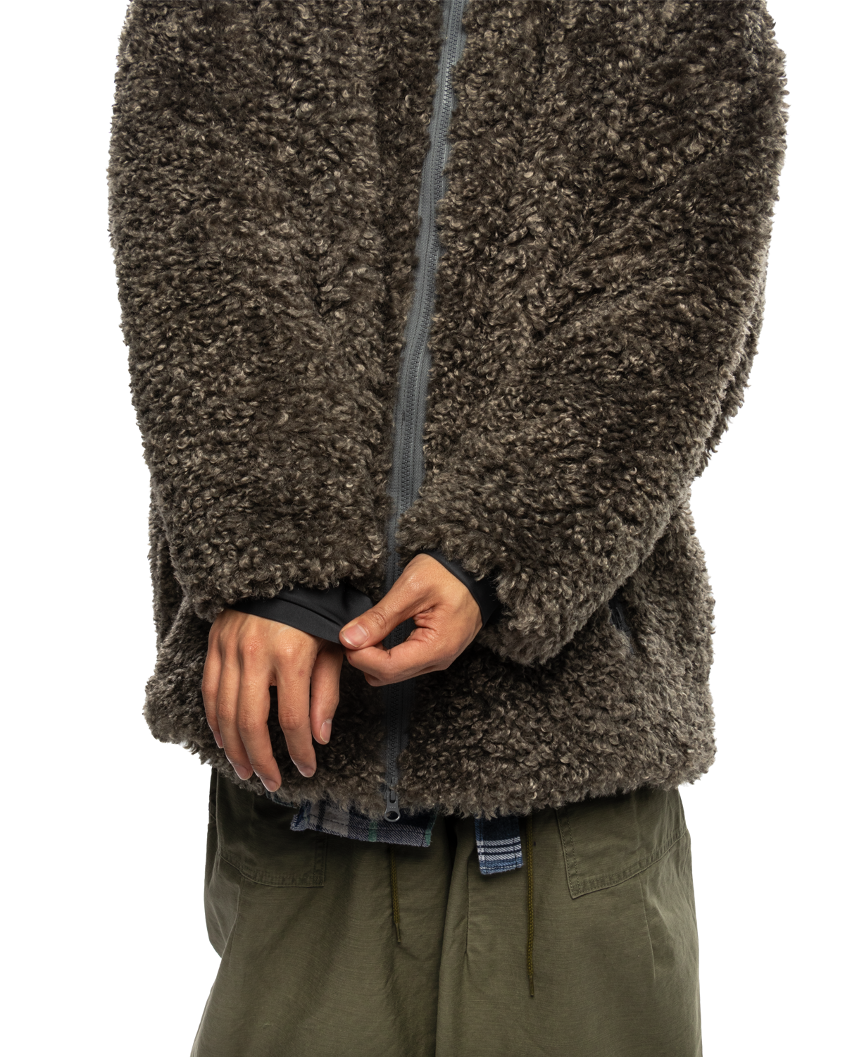 S.C. Fur Jacket Poly Curly Fur Grey