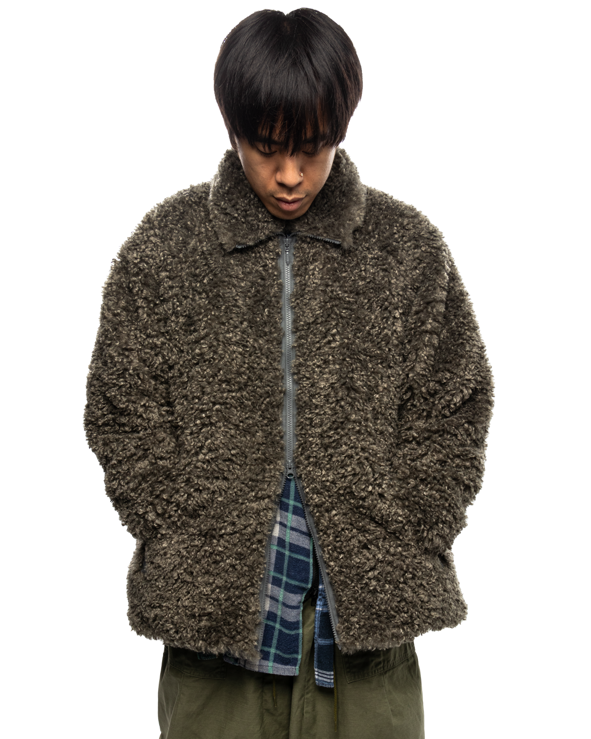 S.C. Fur Jacket Poly Curly Fur Grey