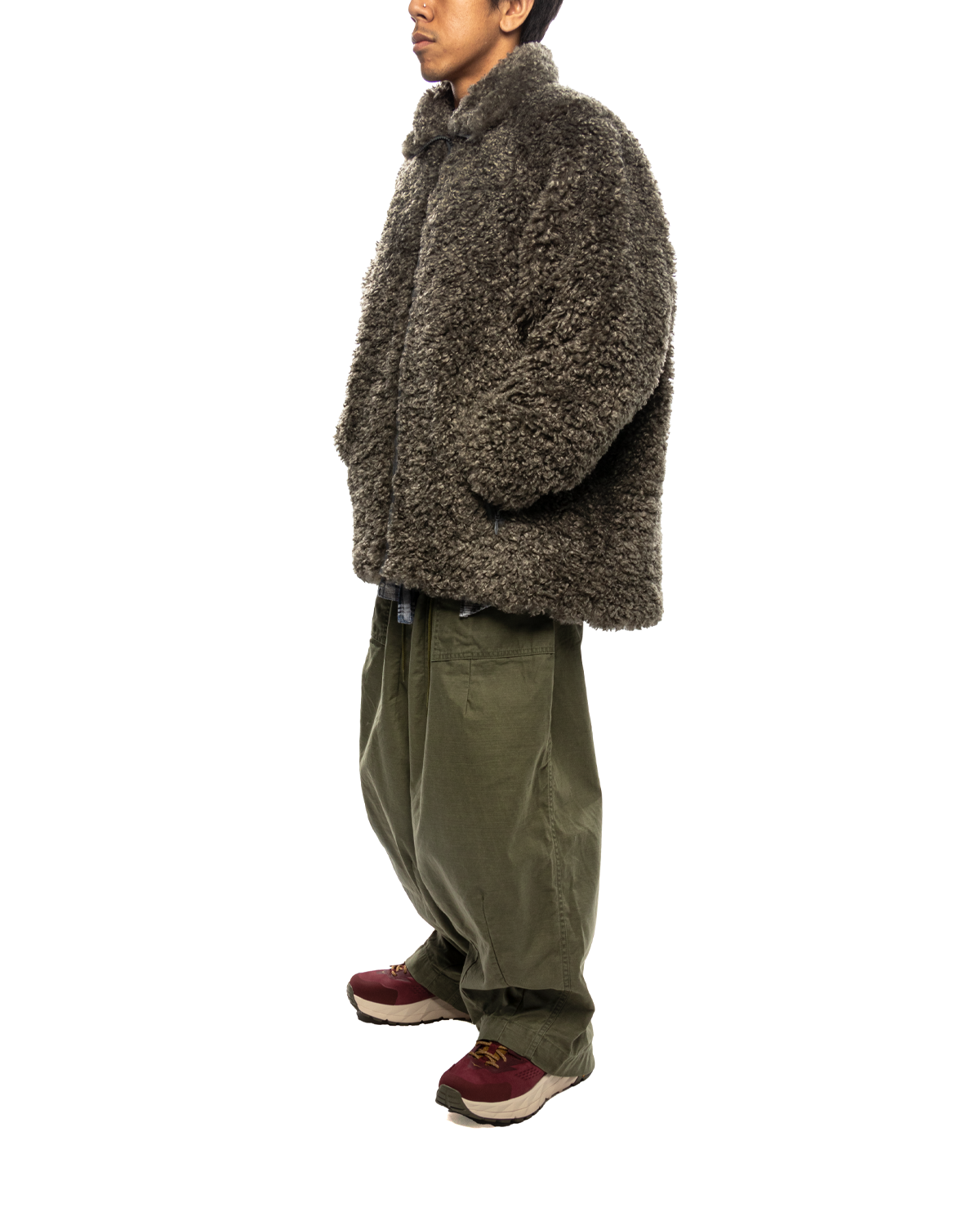 S.C. Fur Jacket Poly Curly Fur Grey