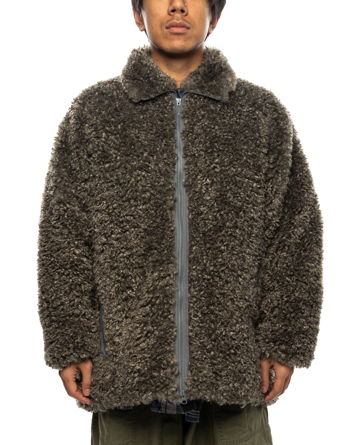 S.C. Fur Jacket Poly Curly Fur Grey