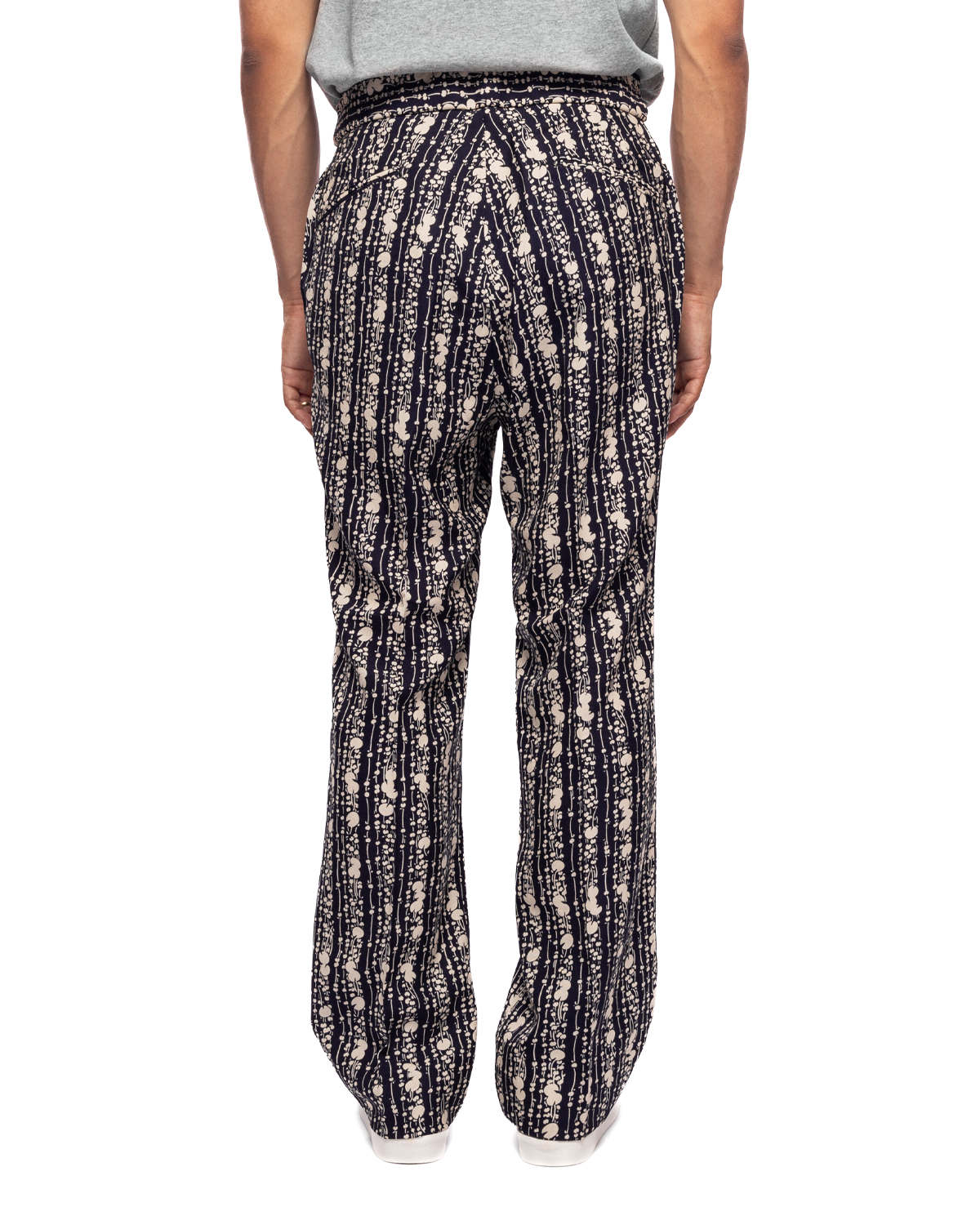 Side Tab Trouser - Poly Hopsack/Floral Printed Dk Navy