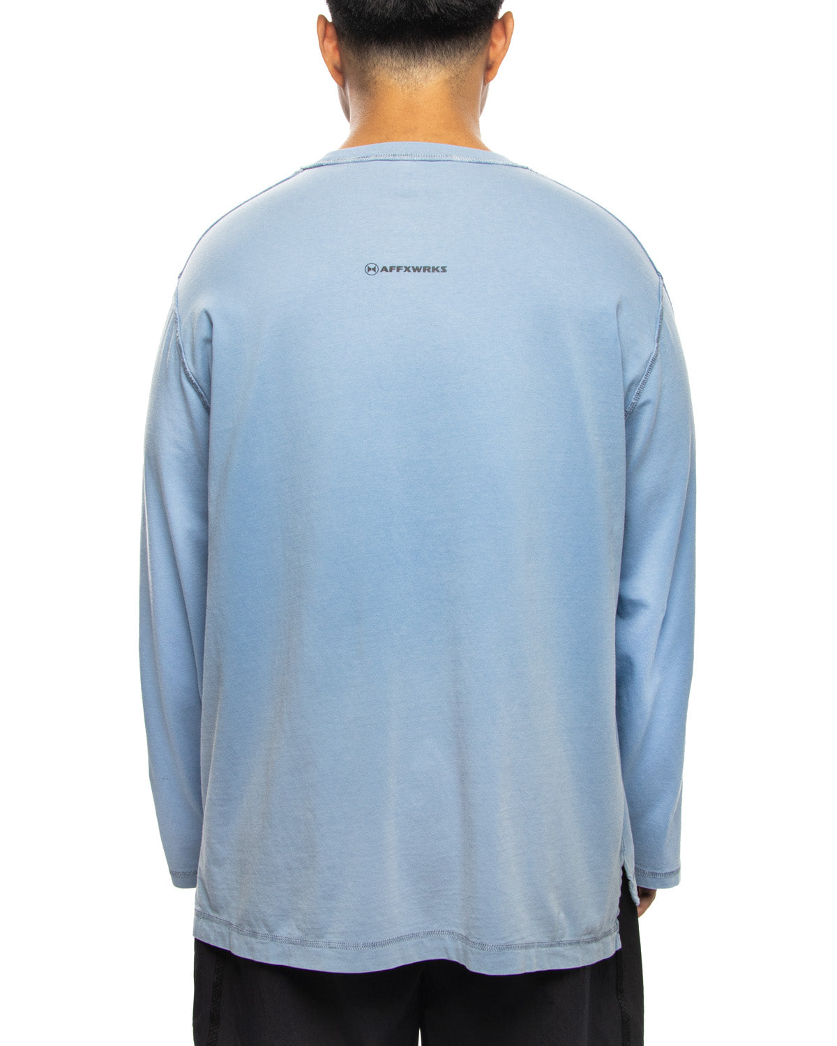 Micro Logo L/S T-Shirt Garment Dyed Blue