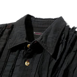 Flannel Shirt - Ribbon Wide Shirt / Over Dye Black