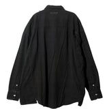Flannel Shirt - Ribbon Wide Shirt / Over Dye Black