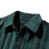 Flannel Shirt - Ribbon Wide Shirt / Over Dye Dk.Green