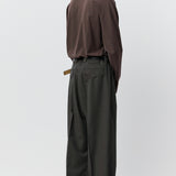 Patch Trousers Taupe Wool Twill