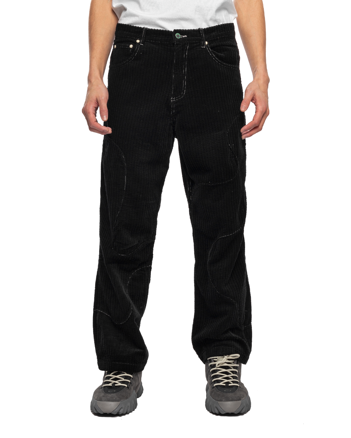 Organic Paneled Corduroy Pants Black
