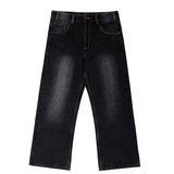 Straight Leg Denim Washed Black