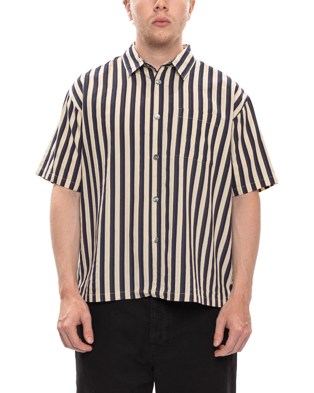 Flat Bottom Stripe Shirt 'Navy'