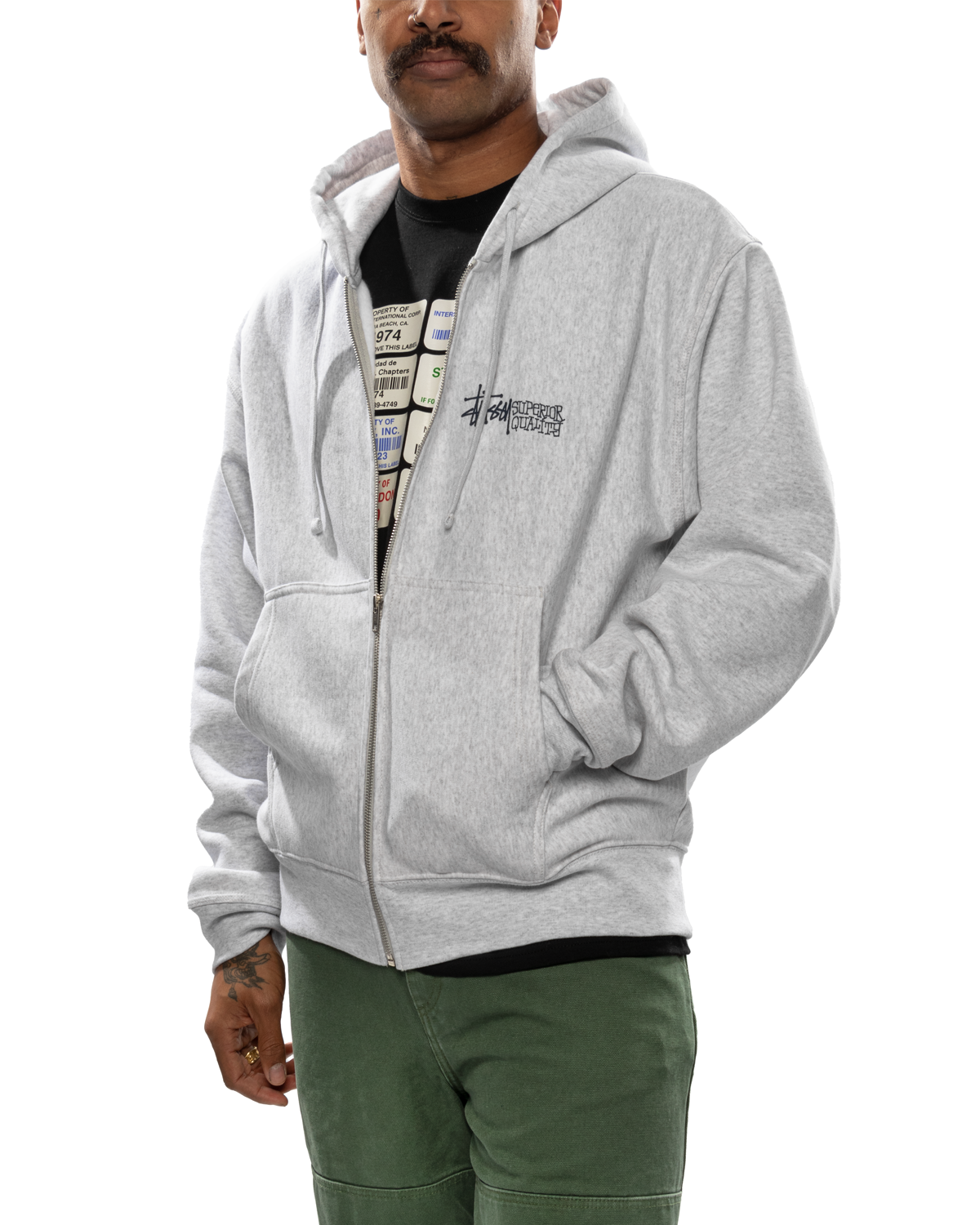 Superior Quality Zip Hoodie Ash Heather