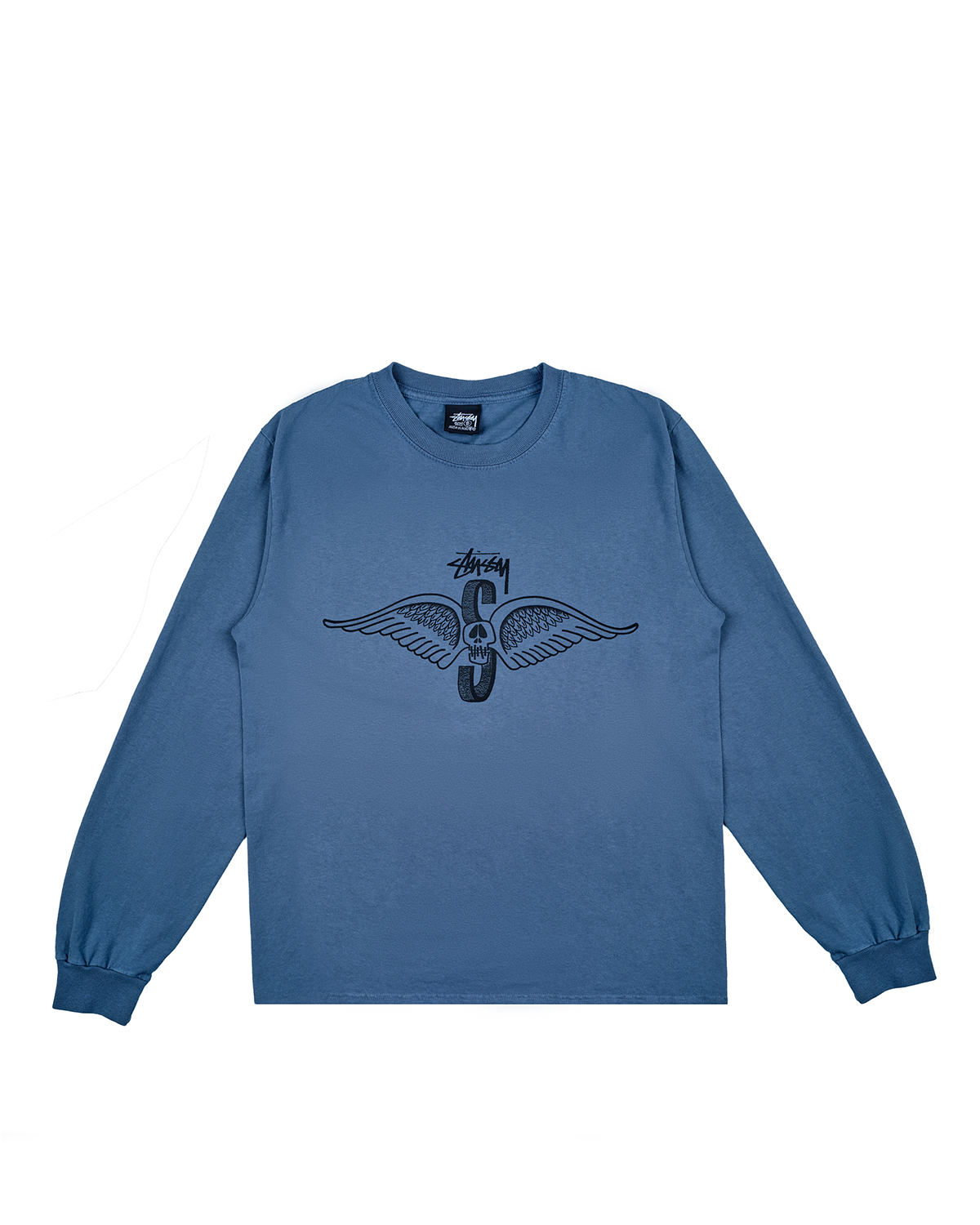 Skull Wings Pigment Dyed LS Tee Navy