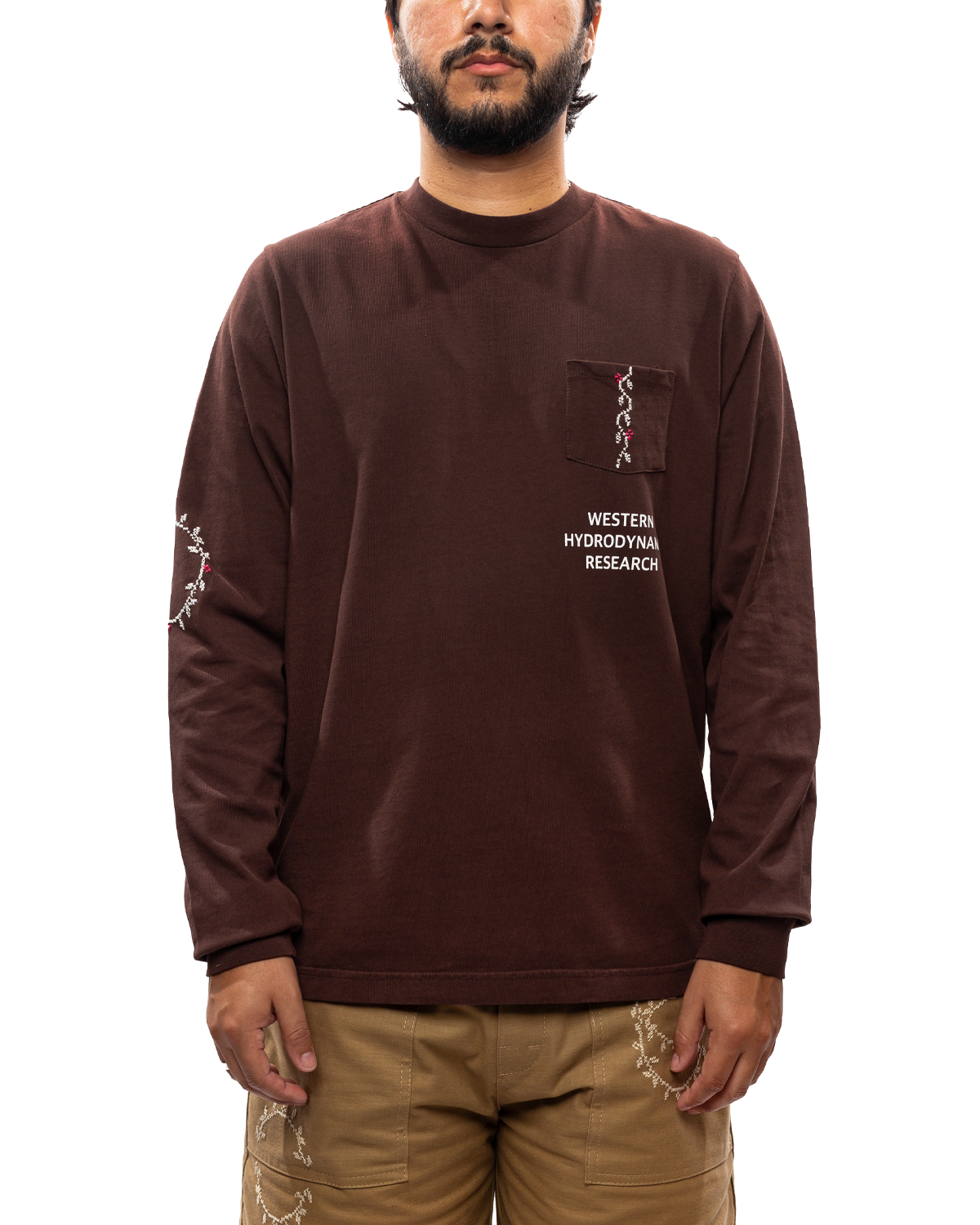 Western Hydrodynamic Research x Mawj Logo Long Sleeve Shirt Brown