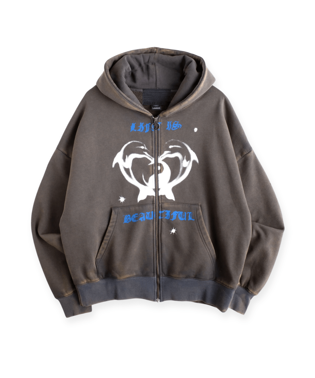 Beautiful Life Zip Hoodie Vintage Grey - LIKELIHOOD