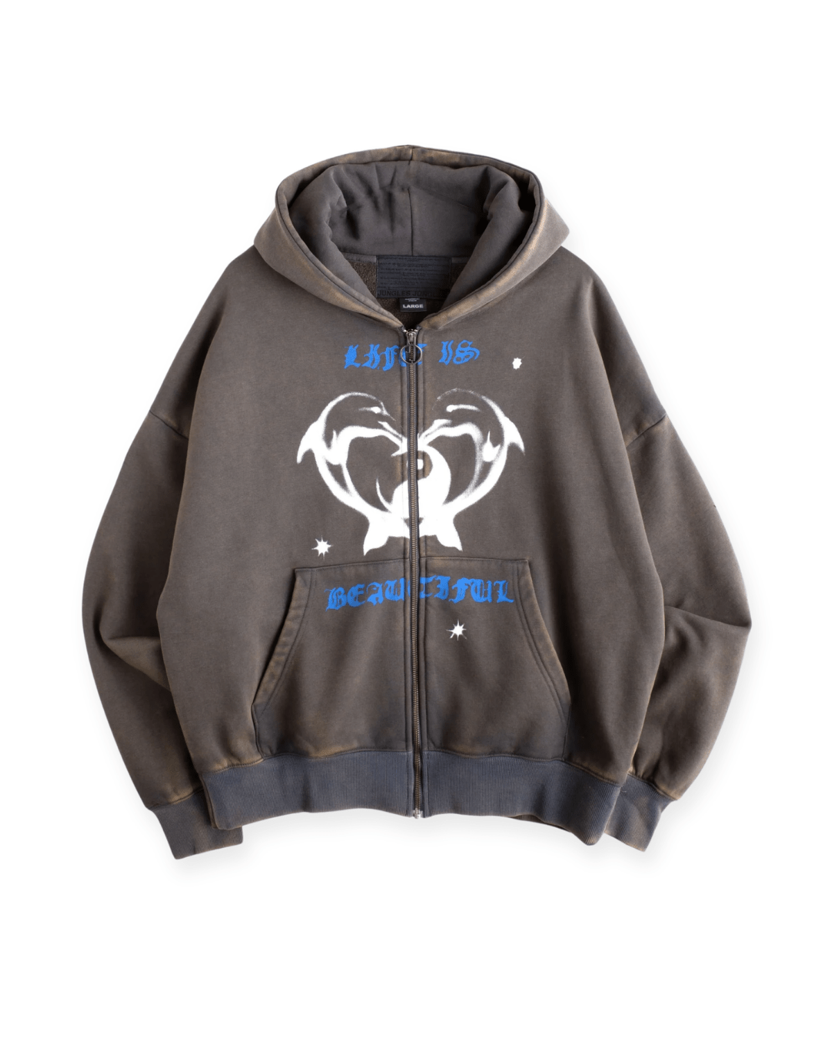 Beautiful Life Zip Hoodie Vintage Grey - LIKELIHOOD