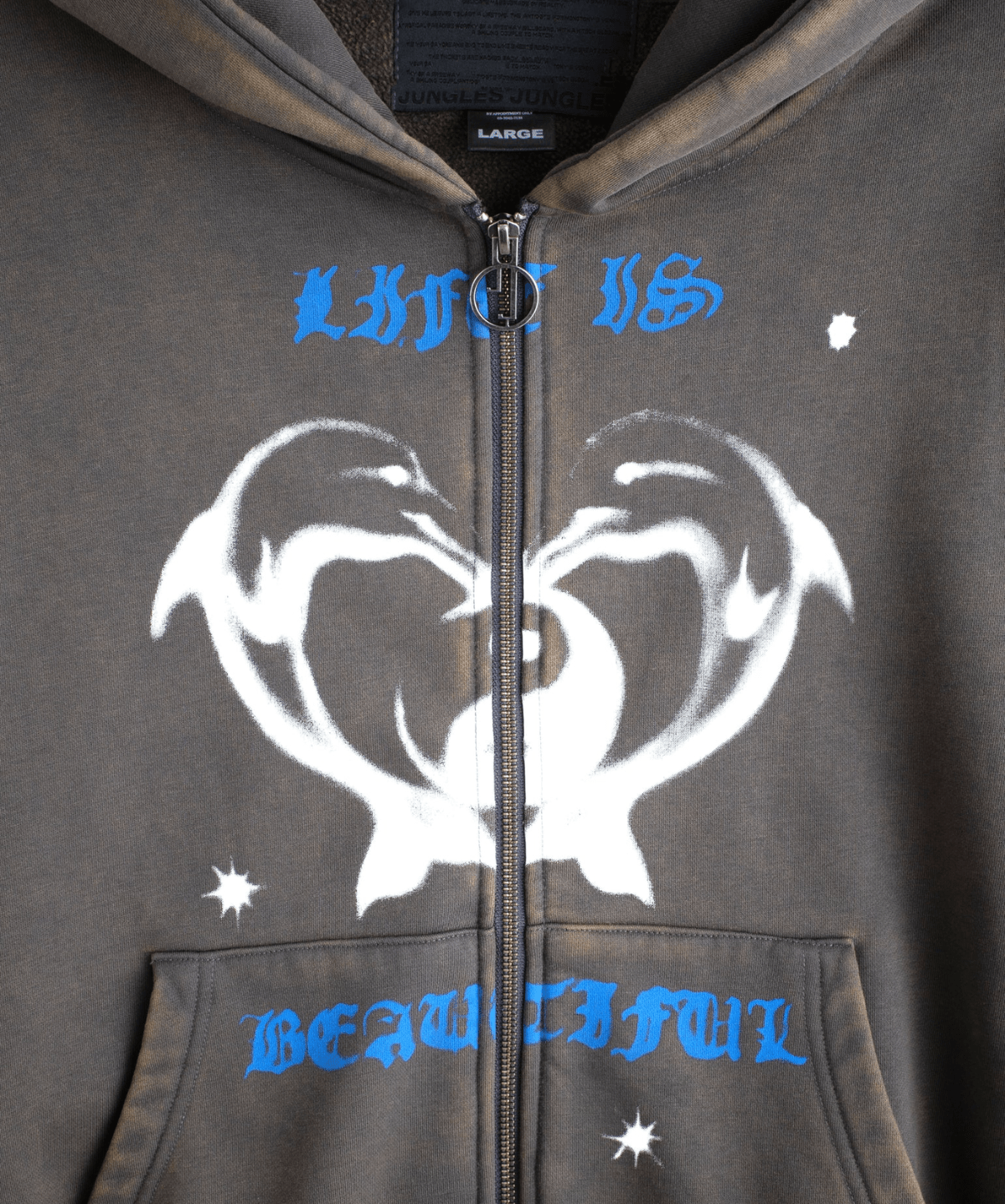 Beautiful Life Zip Hoodie Vintage Grey - LIKELIHOOD