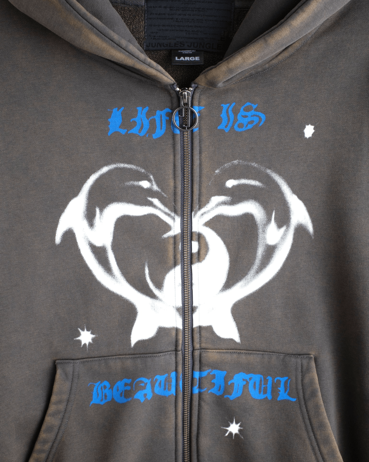 Beautiful Life Zip Hoodie Vintage Grey - LIKELIHOOD
